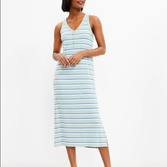 LOFT Dresses & Skirts - Loft Striped Henley Midi Dress NWT!!